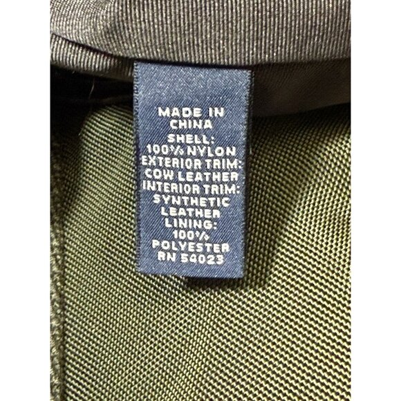 Banana Republic Bag Weekender Duffle Green Nylon Leather Travel Luggage Carry On - Picture 15 of 16